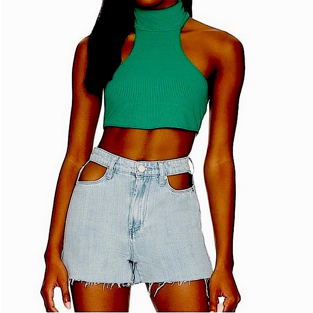 Blank NYC Revolve The Reeve Hip Cut Out Denim Short In Stay Put Size 30 NWT